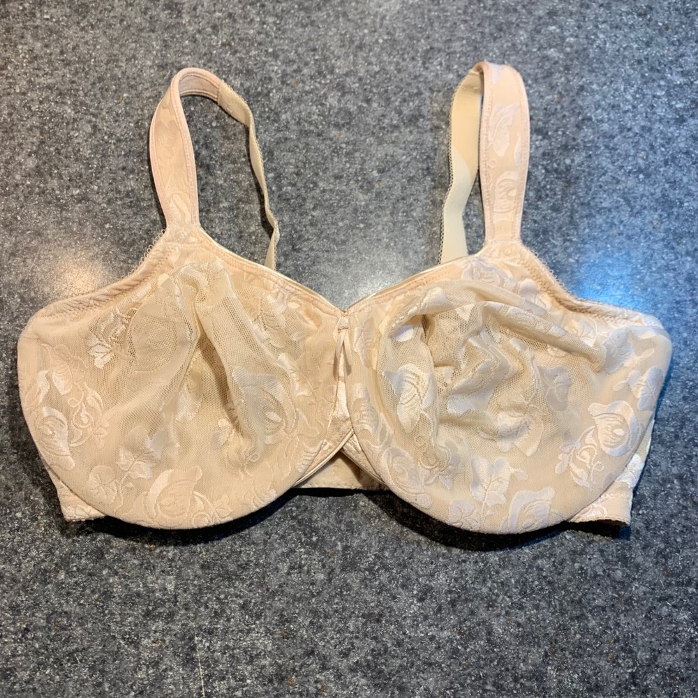 Wacoal Awareness Underwire Bra 40DD Sand Beige Floral Lace 85567 Softgirl Bridal